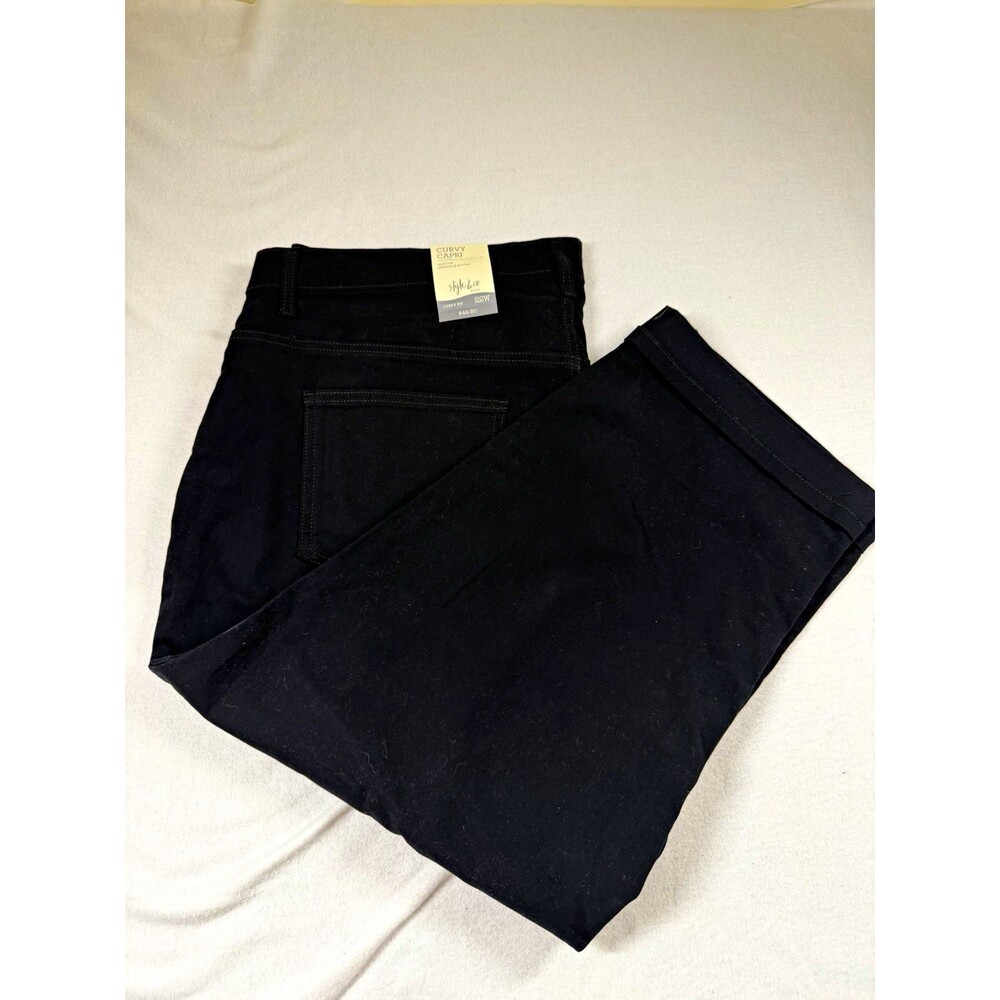 Style & Co Womens Pants Plus Size 22W Black Curvy Capri Style $49 NEW 486